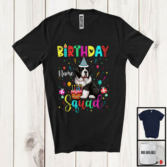 MacnyStore - Personalized Custom Name Birthday Squad; Lovely Landseer Owner Lover; Birthday Cake T-Shirt