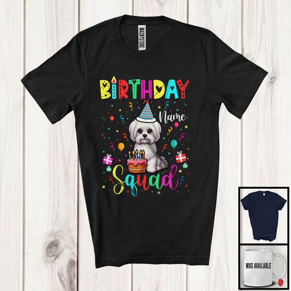 MacnyStore - Personalized Custom Name Birthday Squad; Lovely Maltese Owner Lover; Birthday Cake T-Shirt