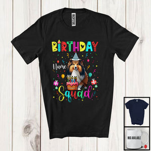 MacnyStore - Personalized Custom Name Birthday Squad; Lovely Shetland Sheepdog Owner; Birthday Cake T-Shirt