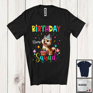 MacnyStore - Personalized Custom Name Birthday Squad; Lovely Shiba Inu Owner Lover; Birthday Cake T-Shirt