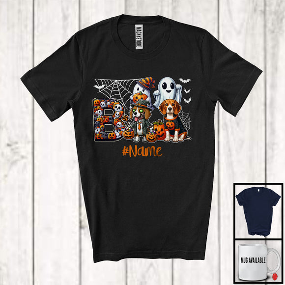 MacnyStore - Personalized Custom Name Boo Horror Beagle, Scary Halloween Costume Ghost Pumpkins T-Shirt