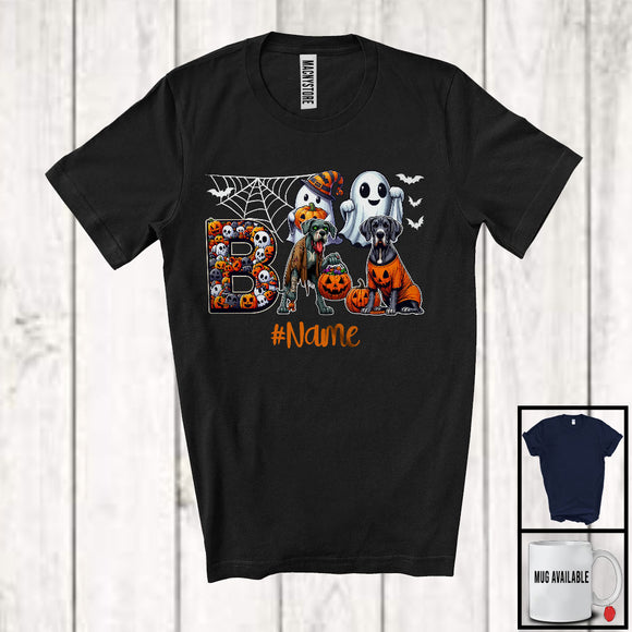 MacnyStore - Personalized Custom Name Boo Horror Great Dane, Scary Halloween Costume Ghost Pumpkins T-Shirt