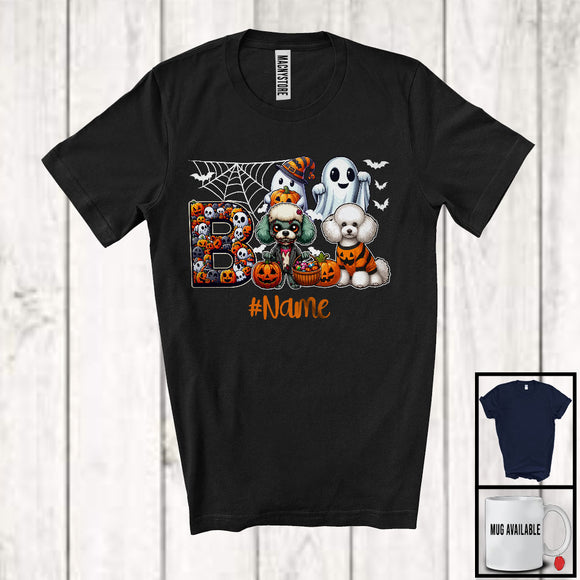 MacnyStore - Personalized Custom Name Boo Horror Poodle, Scary Halloween Costume Ghost Pumpkins T-Shirt