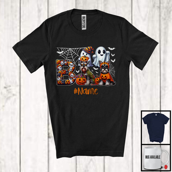 MacnyStore - Personalized Custom Name Boo Horror Schnauzer, Scary Halloween Costume Ghost Pumpkins T-Shirt