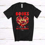 MacnyStore - Personalized Custom Name Books Are My Love Language; Lovely Valentine Hearts; Teacher Librarian T-Shirt