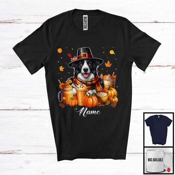 MacnyStore - Personalized Custom Name Border Collie Coffee Smoothie, Lovely Thanksgiving Pumpkin Drinks T-Shirt