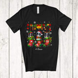 MacnyStore - Personalized Custom Name Border Collie Dog In Three Christmas Socks; Lovely X-mas Lights Snow T-Shirt