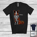 MacnyStore - Personalized Custom Name Border Collie Skull Pumpkin Shape; Creepy Halloween Animal Lover T-Shirt