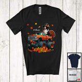 MacnyStore - Personalized Custom Name Border Collie Turkey On Monster Truck; Joyful Thanksgiving Fall Leaf T-Shirt