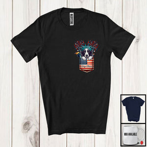 MacnyStore - Personalized Custom Name Border Collie in Pocket, Lovely 4th Of July American Flag, Patriotic T-Shirt