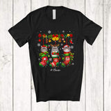 MacnyStore - Personalized Custom Name British Longhair Cat In Three Christmas Socks; Lovely X-mas Lights Snow T-Shirt