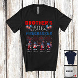 MacnyStore - Personalized Custom Name Brother's Little Firecracker, Proud 4th Of July Fireworks, Patriotic T-Shirt