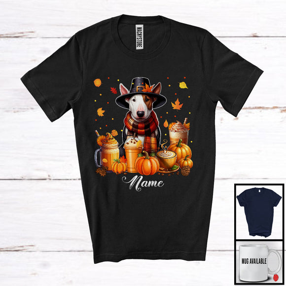 MacnyStore - Personalized Custom Name Bull Terrier Coffee Smoothie, Lovely Thanksgiving Pumpkin Drinks T-Shirt