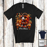 MacnyStore - Personalized Custom Name Bull Terrier Gnomes, Lovely Thanksgiving Fall Leaves, Pumpkins T-Shirt