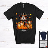 MacnyStore - Personalized Custom Name Bulldog Coffee Smoothie, Lovely Thanksgiving Pumpkin Drinks T-Shirt