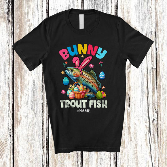 MacnyStore - Personalized Custom Name Bunny Trout fish; Awesome Easter Day Trout fish Egg Hunt; Sea Animal T-Shirt