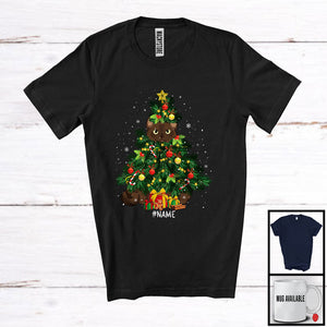 MacnyStore - Personalized Custom Name Burmese Cat Christmas Tree Cosplay; Joyful Family Group; Snowing T-Shirt