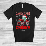 MacnyStore - Personalized Custom Name Candy Cane Crusher; Joyful Christmas Tractor Cosplay; Boys Family T-Shirt