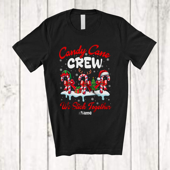 MacnyStore - Personalized Custom Name Candy Canes Crew We Stick; Amazing Christmas Snowing Family T-Shirt