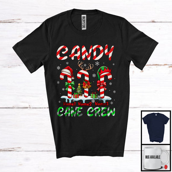 MacnyStore - Personalized Custom Name Candy Canes Crew; Awesome Christmas Three Candy Canes; Family T-Shirt