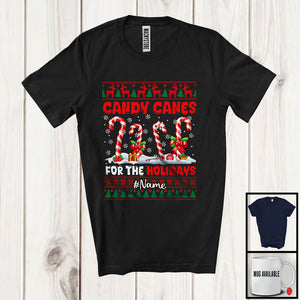 MacnyStore - Personalized Custom Name Candy Canes For The Holidays; Merry Christmas Sweater; Pajama Family T-Shirt