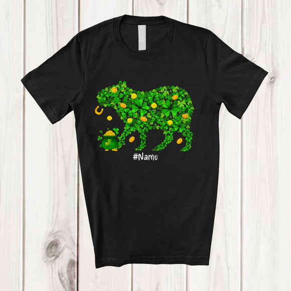 MacnyStore - Personalized Custom Name Capybara Shape Shamrock; Adorable St. Patrick's Day Gold Pot; Animal T-Shirt