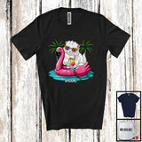 MacnyStore - Personalized Custom Name Cat On On Flamingo Float; Lovely Summer Hawaii Pool Beach T-Shirt