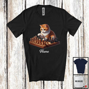 MacnyStore - Personalized Custom Name Kitten Playing Chess, Humorous Kitten Sport Player, Matching Team T-Shirt