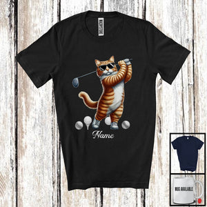 MacnyStore - Personalized Custom Name Kitten Playing Golf, Humorous Kitten Sport Player, Matching Team T-Shirt