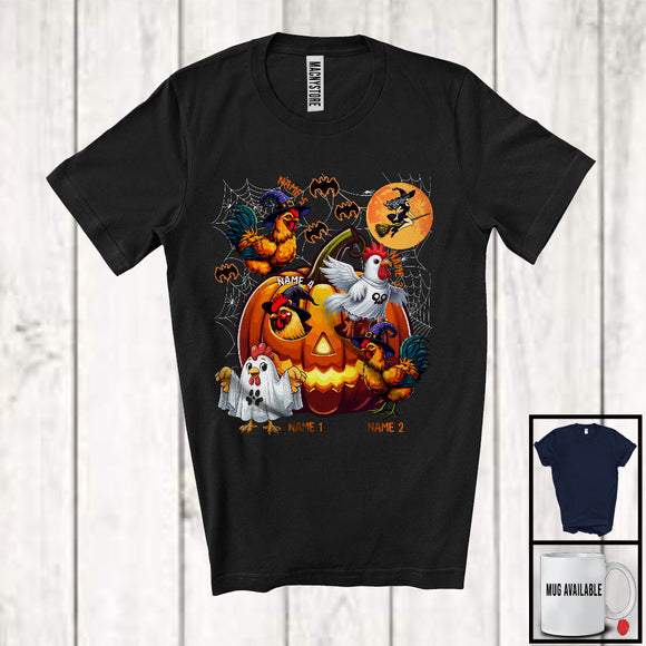 MacnyStore - Personalized Custom Name Chicken Boo Inside Pumpkin, Humorous Chicken Ghost, Pumpkins Lover T-Shirt