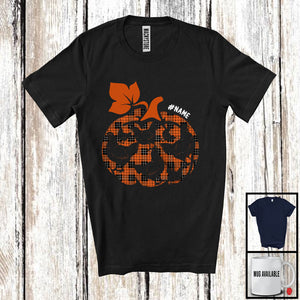 MacnyStore - Personalized Custom Name Chicken Pumpkin Shape Plaid; Lovely Thanksgiving Halloween Animal T-Shirt