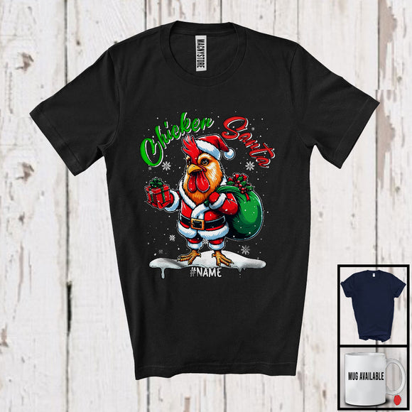 MacnyStore - Personalized Custom Name Chicken Santa, Adorable Christmas Santa Chicken, X-mas Family Group T-Shirt