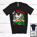 MacnyStore - Personalized Custom Name Chicken Stolen My Christmas Pajama Shirt; Cool X-mas Tree T-Shirt