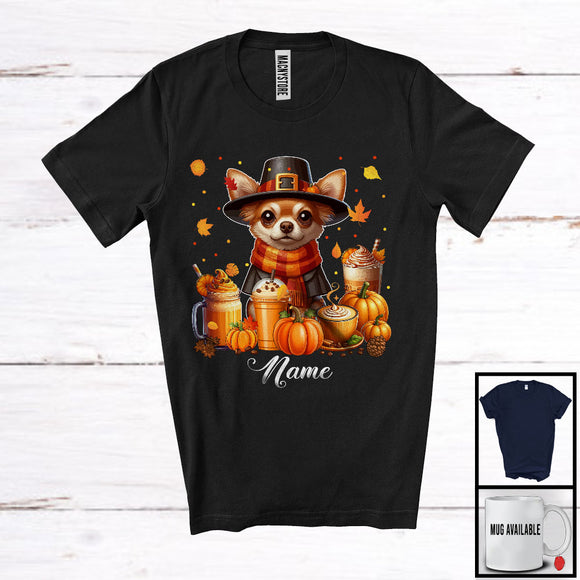 MacnyStore - Personalized Custom Name Chihuahua Coffee Smoothie, Lovely Thanksgiving Pumpkin Drinks T-Shirt