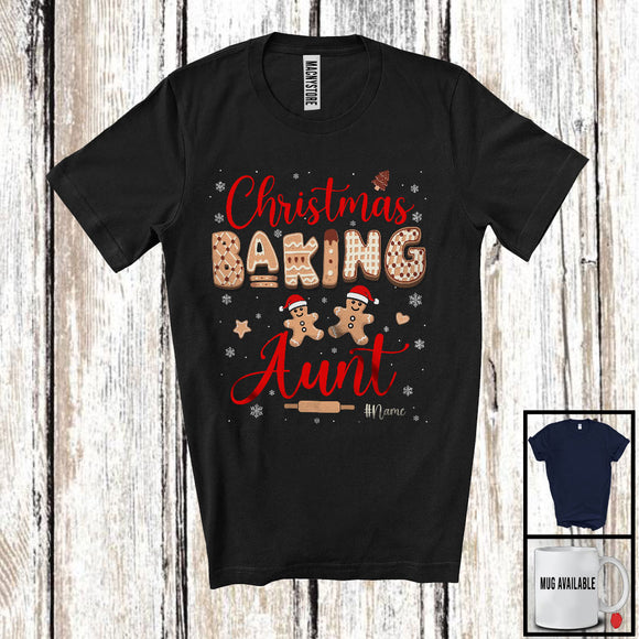 MacnyStore - Personalized Custom Name Christmas Baking Aunt; Adorable X-mas Santa Gingerbreads; Family T-Shirt