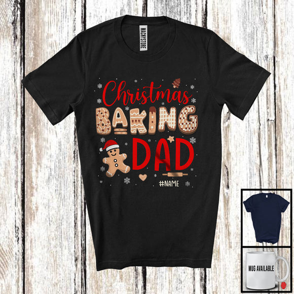 MacnyStore - Personalized Custom Name Christmas Baking Dad; Adorable X-mas Santa Gingerbreads; Family T-Shirt