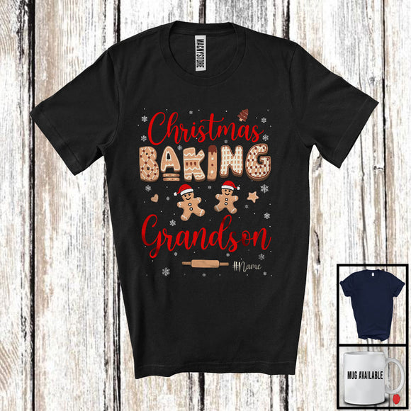 MacnyStore - Personalized Custom Name Christmas Baking Grandson; Adorable Santa Gingerbreads; Family T-Shirt