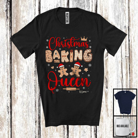 MacnyStore - Personalized Custom Name Christmas Baking Queen; Adorable X-mas Santa Gingerbreads; Family T-Shirt