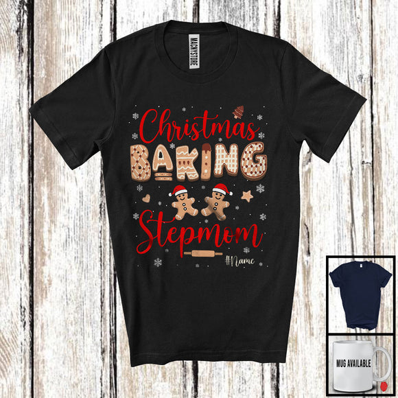 MacnyStore - Personalized Custom Name Christmas Baking Stepmom; Adorable Santa Gingerbreads; Family T-Shirt