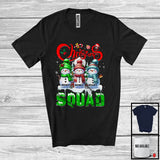 MacnyStore - Personalized Custom Name Christmas Squad; Adorable X-mas Tree Three Snowman; Family Group T-Shirt