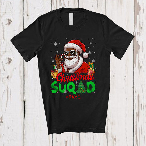 MacnyStore - Personalized Custom Name Christmas Squad; Fantastic Sweater Santa Afro Man; Black African T-Shirt