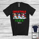 MacnyStore - Personalized Custom Name Christmas Squad; Joyful Three X-mas Snowman Dancing; Family Group T-Shirt