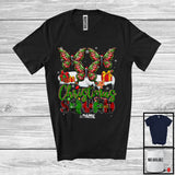 MacnyStore - Personalized Custom Name Christmas Squad; Lovely Plaid Three Santa Butterflies; Animal Lover T-Shirt