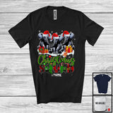 MacnyStore - Personalized Custom Name Christmas Squad; Lovely Plaid Three Santa Elephants; Animal Lover T-Shirt