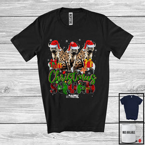 MacnyStore - Personalized Custom Name Christmas Squad; Lovely Plaid Three Santa Hyenas; Animal Lover T-Shirt