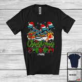 MacnyStore - Personalized Custom Name Christmas Squad; Lovely Plaid Three Santa Lizards; Animal Lover T-Shirt