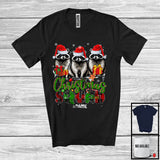 MacnyStore - Personalized Custom Name Christmas Squad; Lovely Plaid Three Santa Raccoons; Animal Lover T-Shirt