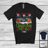 MacnyStore - Personalized Custom Name Christmas Squad; Lovely Plaid Three Santa Zebras; Animal Lover T-Shirt