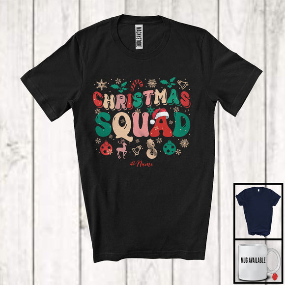 MacnyStore - Personalized Custom Name Christmas Squad; Lovely X-mas Groovy Santa Snow; Pajama Family T-Shirt