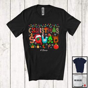 MacnyStore - Personalized Custom Name Christmas Squad; Lovely X-mas Lights Leopard Plaid; Pajama Family T-Shirt